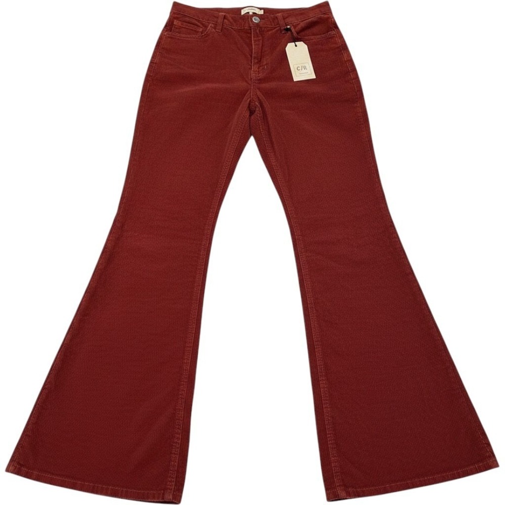 Current Elliot Corduroy Pant Earthen Burgundy Wide Leg 28 Preppy Dark Academia